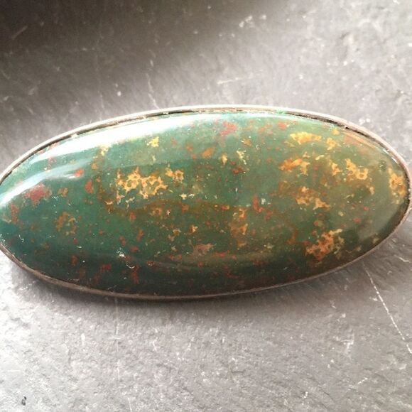 Vintage metal brooch One of a Kind Artist handmade sterling silver Stone pin - Picture 9 of 13